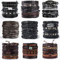 Vintage Leather Bracelet For Men Woven Set Ornament Bracelet Punk Style Men's Combo DIY Multi-layer Charm Bracelet Jewelry.