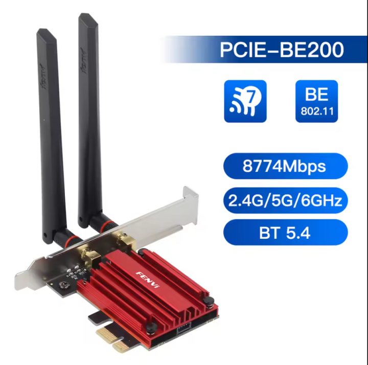 Fenvi PCIE WiFi Adapter WiFi 7 For Intel BE200 Wireless 8774Mbps Bluetooth 5.4 802.11AX 5G/6GHz Network Card for Win10/11