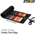 STONEGO 48/72 Holes Canvas Wrap Roll Up Pencil Pen Bag Holder Case Storage Pouch. 