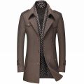 Winter Men Wool Coats New Fashion Middle Long Scarf Collar Cotton-Padded Thick Warm Woolen Coat Male Trench Coat Overcoat M-5Xl. 