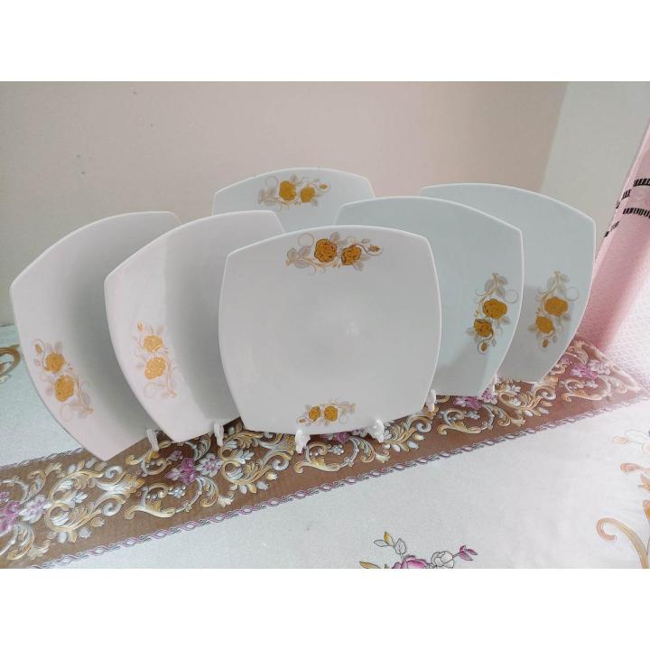 Pcs Ceramic Large Dinner Plate Set Square 11 Inch Rice Dinner