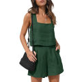 Ladies qualityful Simple Two-Piece Casual Short Straight Leg Pants Sets.