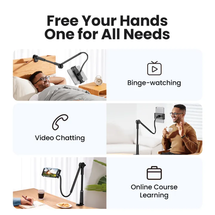 UGREEN%20Phone%20Tablet%20Stand%20iPad%20Holder%20for%20Bed%20iPad%20Mount%20Stand%20Gooseneck%20Tablet%20Stand%20Holder%20for%20Desk%20Video%20Re-cording%20Laying%20Down%20Rotating%20Swivel%20Swing%20Arm%20for%20iPad%20Pro%20iPhone%20Samsung%20Tabs%20Fire,%2012.9''%20-%20Image%204