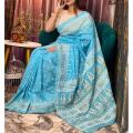 Katan designer block print Half Silk Saree For Woman. 