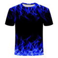 High quality fashion sales Men's new summer T-shirt with round neck short sleeve blue green red purple flame 3D printed top 6XL. 