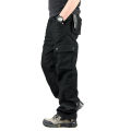 Black Twill Cargo Pant For Men. 