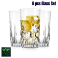 Nasir Diamond Cut Glass Set (N50T) – 6 Pcs Bar Tumblers for Water, Juice, Beer & Cocktails. 