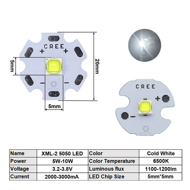 10pcs%205w-10w%205050%20Cree%20Xml2%20Xm-L2%20High%20Power%20Led%20Chip%2016mm%2020mm%203v%203.6v%20Diodes%20For%20Flashlight%20Car%20Accessories%20Headlamp%20-%20Image%203