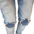 High Street Ripped Knee Distressed Men's Jeans Fashion Men Biker Stretch Skinny Jeans. 