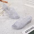 Hollow-out Beach Home Bathroom Slippers Non-Slip Crystal Vulcanized Rubber Slippers Women's Summer Platform High Heel Breathable Outer Wear. 