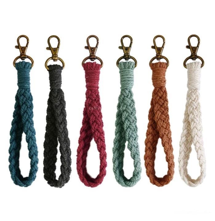 Wrist Cotton Rope Key Chain Boho Macrame Wristlet Lanyard Keychain for Women Key Bracelet Key Holder Couple Girl Gifts