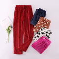 Women's flannel pajamas, pajamas, large size can be worn outside, plush coral velvet trousers, loungewear, single thickened 200 pounds. 