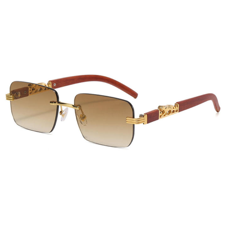 Fashion Small Rectangle Rimless Sunglasses Women Men Vintage