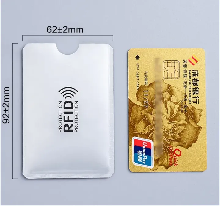 RFID%20Blocking%20Sleeves%20NFC%20Anti%20Scan%20ID%20Credit%20Card%20Holder%20Case,%20Silver%20-%20Image%203