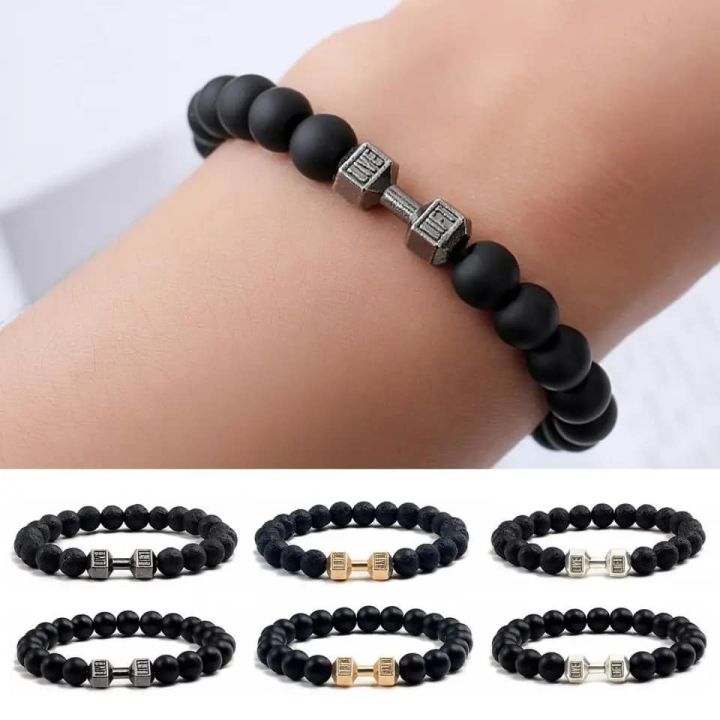 Stainless%20Steel%20%20Black%20Stone%20Beaded%20Bracelet%20Fitness%20Fit%20Life%20Prayer%20Dumbbell%20Bracelets%20for%20Men%20-%20Image%203