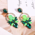 Carat Stud Earrings Shining Multicolor Rhinestones Leaves Lady Drop Earrings. 