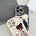 BILI for Vivo Y03 Y18 Y18e Back Cover Elegant Girl Pattern Cream Texture Wavy Soft Silicone Mobile Phone Covers. 
