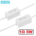 5pcs- 1 Ohm 5Watt 5% Ceramic Cement Resistor.