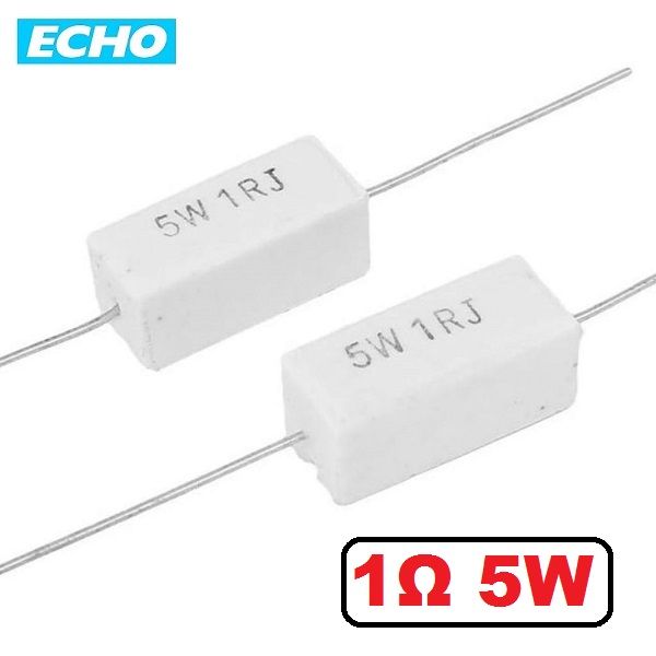 5pcs- 1 Ohm 5Watt 5% Ceramic Cement Resistor