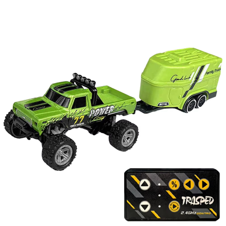 Mini 1:64 RC Truck 1:64 RC Truck Off-Road Climbing Car 2.4Ghz Remote Control Adjustable Speed/Steering Children Gift Green