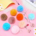 50 Pcs Pom Pom Fluffy Keyrings Soft Plush Charm Keyring Colorful Faux Fur Fluffy Keychain Ball for Women and Girls.