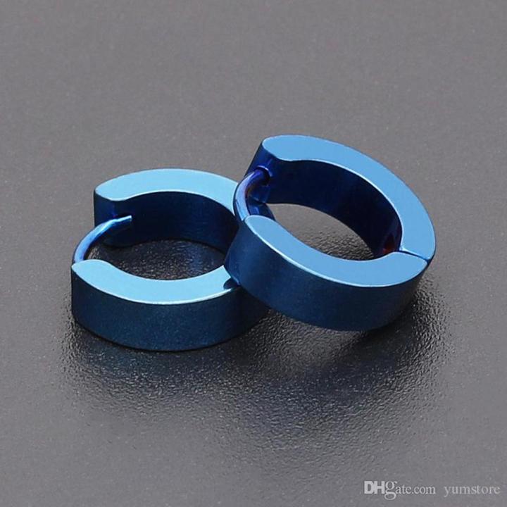 Blue Metallic Plug Earrings for Men