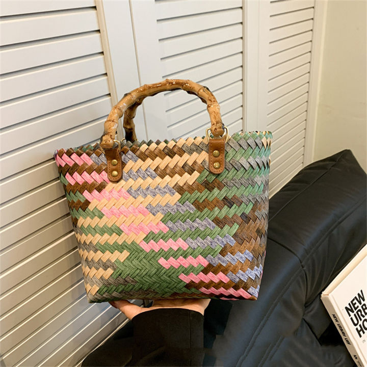 Retro Imitation Rattan Woven Bag Women's Boho Handbag - Main Image