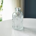 Creative Simple Vintage Embossed Vase Glass Creaft Embossed Printing Transparent Hydroponics Vase DIY Mini Glass Vase Flower Arrangement.