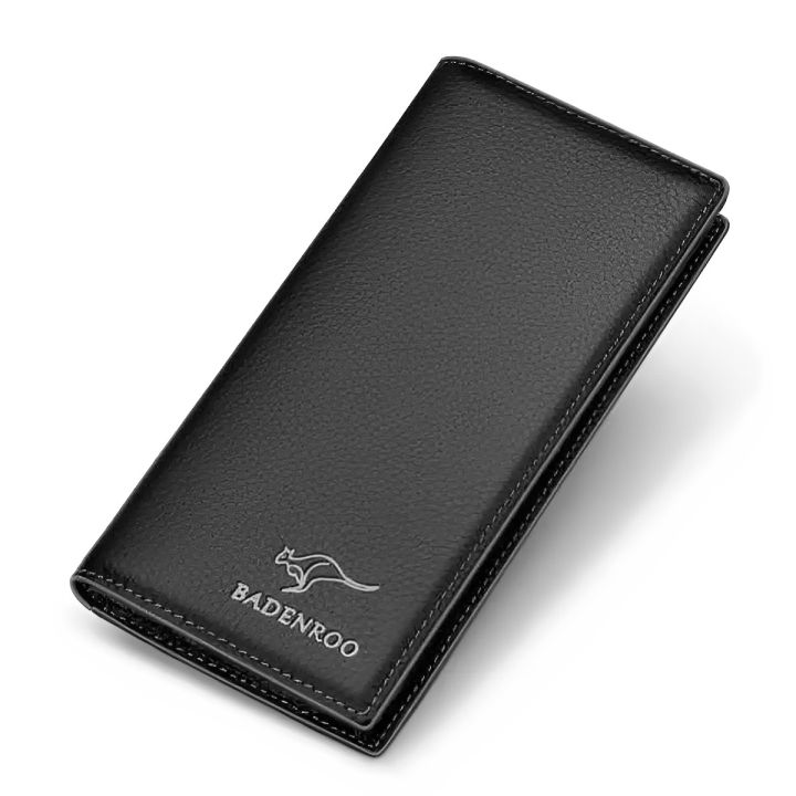 Black High quality Leather Long Wallet For Men