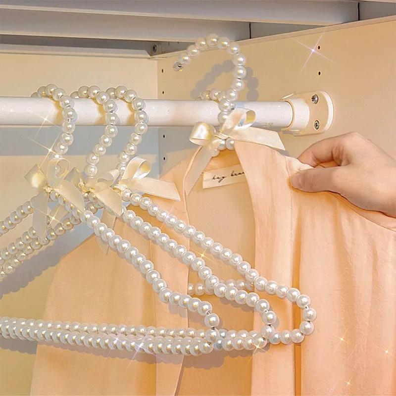 1pc 20/25/30/40cm Pearl Hanger Bow Tie Bride Hanger For Adult Kids