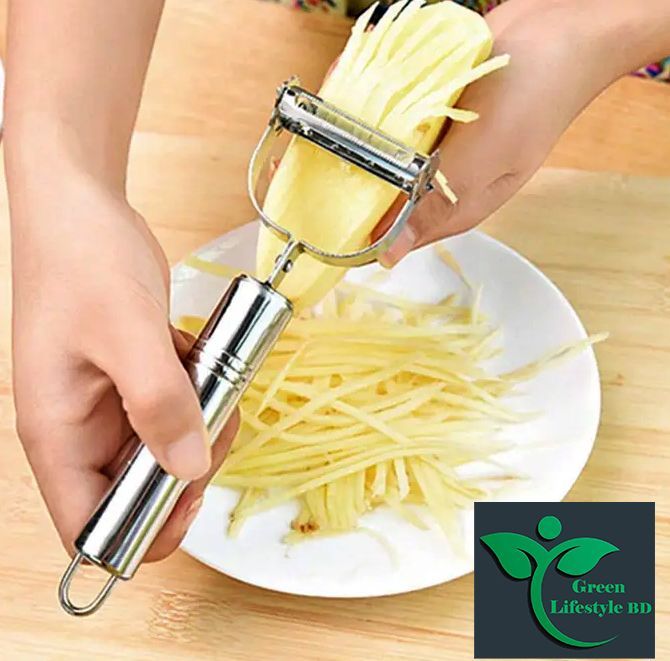 Stainless Steel Multi-function Vegetable Peeler and Julienne Cutter 1 piece - a 2-in-1 tool for peeling and grating potatoes, carrots, and other vegetables.