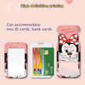Mickey Mouse Children's Card Holder Cartoon Character Minnie Portable Keychain ID Card Holder Cover Kids Gifts.