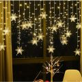 3.2M Christmas Snowflakes LED String Lights Flashing Fairy Curtain Lights Waterproof For Holiday Party Wedding Xmas Decoration. 