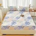Cross-Border Brushed Printing Fitted Sheet Three-Piece Simmons Mattress Cover Dust Cover Bed Sheet Fixed Non-Slip Cover. 