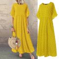 Boho Maxi Dress Vintage Print Summer Half Sleeve Loose Dress Casual Plus Size Female Long Dress Big Swing Dresses Robe Vestidos.