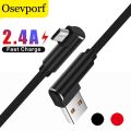 Micro USB Cable 2.4A Fast Charger USB Cord 90 Degree Elbow Nylon Braided Data Cable for Samsung Sony Xiaomi Huawei Android Phone.