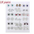 36 Pairs/18 Women's Earrings, Elegant Rhinestone Earring Set, Crystal Flower Set, Girls Jewelry. 