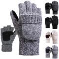 Knit Gloves Comfortable Warm Winter Flip Top Gloves Woolen Men Fingerless Gloves for Outdoor Activities Cold Weather Skiing. 