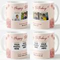 Customize Happy Birthday White Ceramic Mug With Your Photo, Name and Date of Birth. 