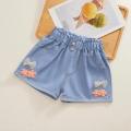 Outerwear Pants for Baby Girls Summer Slim Medium Sized Children's Shorts Denim Shorts for Girls Summer 2024 New. 