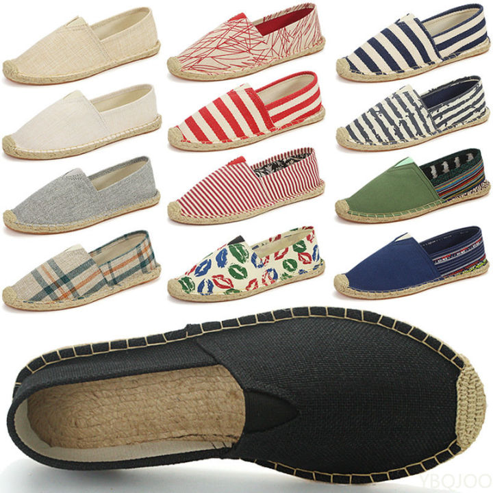 2023 Summer Autumn Men Canvas Shoes Breathable Men's Casual Shoes Slip-On Hemp Shoes Graffiti Espadrilles Women Footwear Flats BunnyGarden