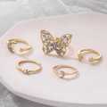 5 Pes Butterfly Ring Set For Women / Fingers Stylish Butterfly Ring Set.. 