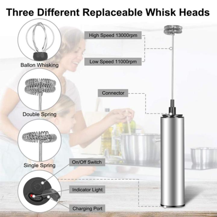 Milk Frother Handheld Coffee Frother Electric Whisk, USB Rechargeable Foam  Maker Bubbler Egg Beater for Hot Chocolate