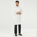 Masculine  Printed Casual Panjabi - White. 