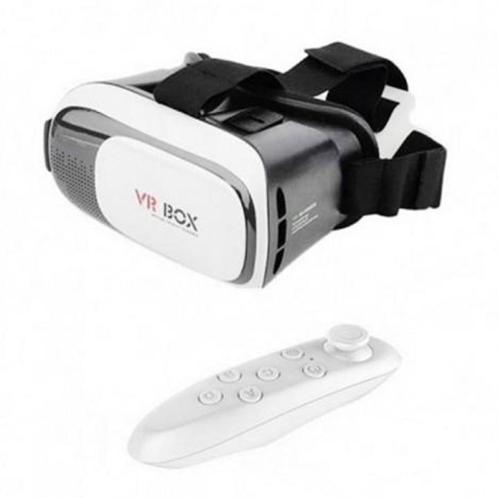 VR BOX 2.0 Virtual Reality 3D Glasses With Wireless Remote Controller for Smartphones - White and Black