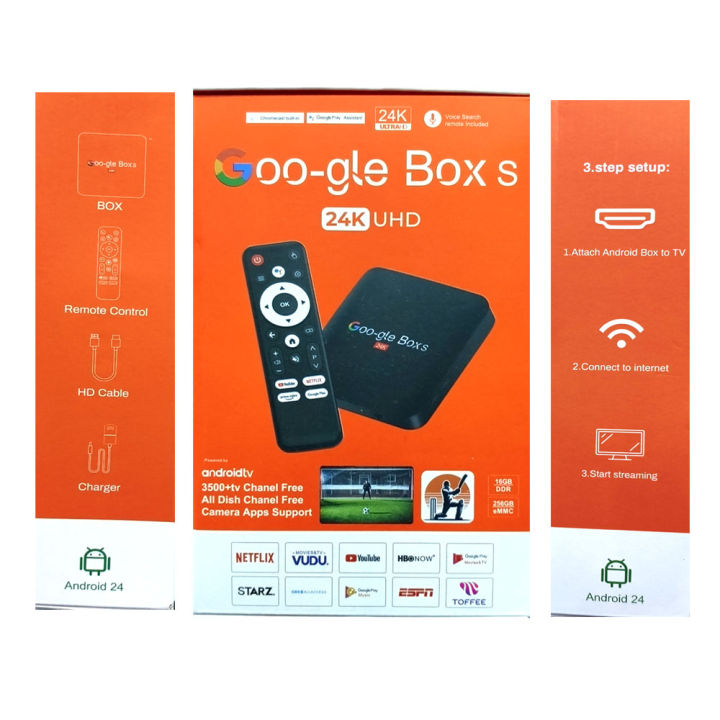 Google Box S 24K UHD Android TV Box | Netflix YouTube Toffee