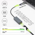 USB Type-c To RJ45 100/1000Mbps Lan Internet Cable Aluminum USB Type C Ethernet Adapter Network Card For MacBook Laptop PC. 