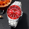 Men Business Casual Green Dial Watches / Stainless Steel Luminous Chronograph Quartz Watch / Luxury Simple Wristwatches.