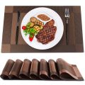 Table Mats Set of 6 Dinning Table Placemats PVC Rectangular Vintage Woven Washable Mats. 