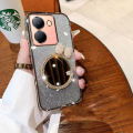 New Phone case Vivo Y03 4G Back Cover with Bow Makeup Mirror Luxury Shiny Gradient Plating Glitter Girls Slim Phone cases Transparent Soft Silicone Protective Pouch. 